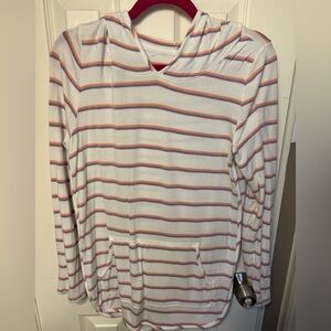 Market & Spruce Salmon & Lavender Striped Hoodie